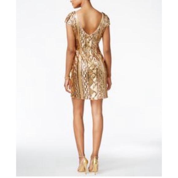Adrianna papell knee length sequins short sleeve dressy dress - Picture 5 of 8